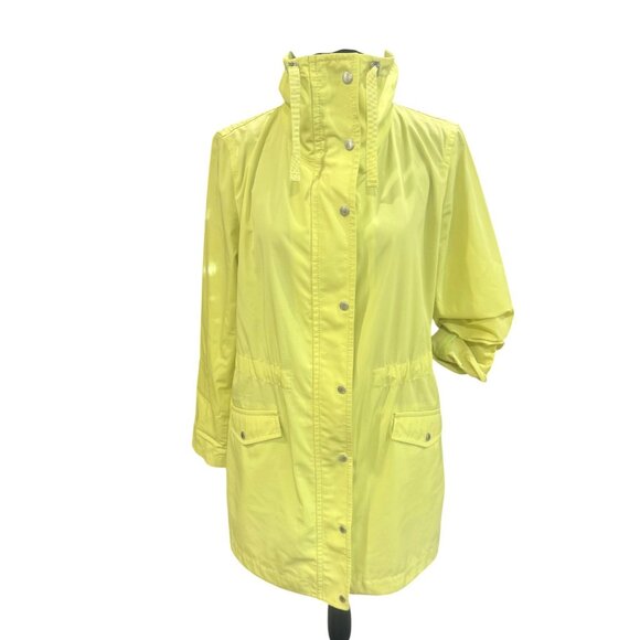 Talbots Womens Yellow Lime Greem Raincoat Jacket M Water-Resistant Lightweight - Picture 1 of 12